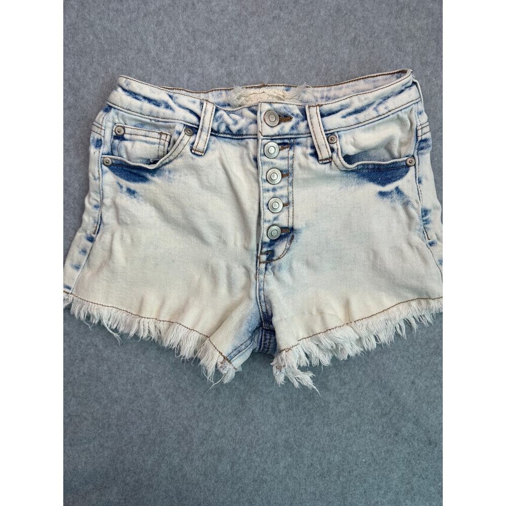 Altar's State Frayed Acid Wash High Rise Boho Festival Shorts